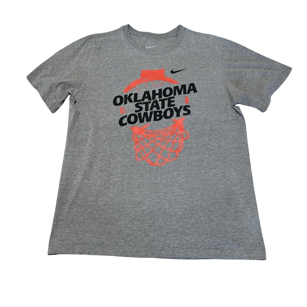 Nike Men's Oklahoma State Cowboys Basketball Graphic T Shirt Gray Size L 21 x 28